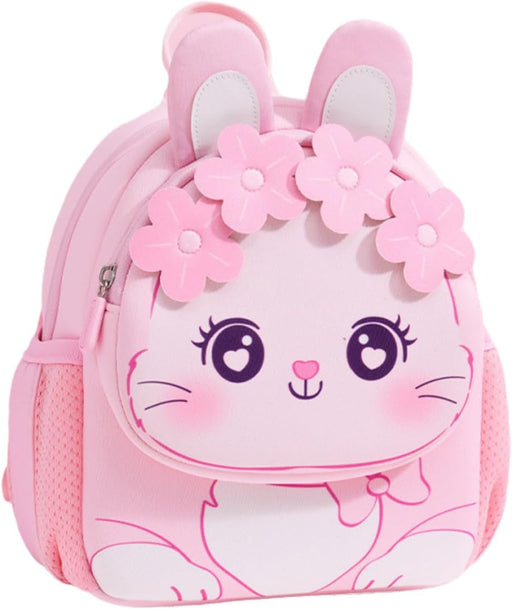 Cute Kids Backpack Toddler Backpack Bag Schoolbag Animal 3D Cartoon Animal for Baby Girl Boy 2-8 Years Small Kids Daypack (Pink Flowers Bunny)