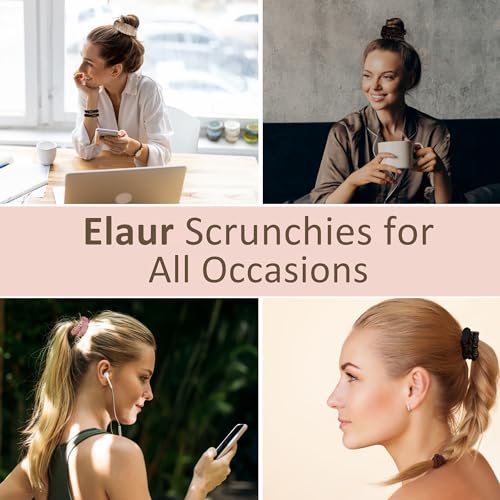 ELAUR Silk Scrunchies Satin for Women Girls | No Frizz No Crease | Soft Hair Accessories| Medium Hair Ties Scrunchy | Black Pink Grey Elastic Hair Band | Pack of 6 Colors (Blush)
