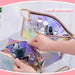 Tazweeq 3 Pieces Holographic Makeup Bag Portable Travel Iridescent Cosmetic Pouch TPU Waterproof Cosmetic Bags for Makeup Tools Organize, Women Toiletries, Travel, Pencil Case