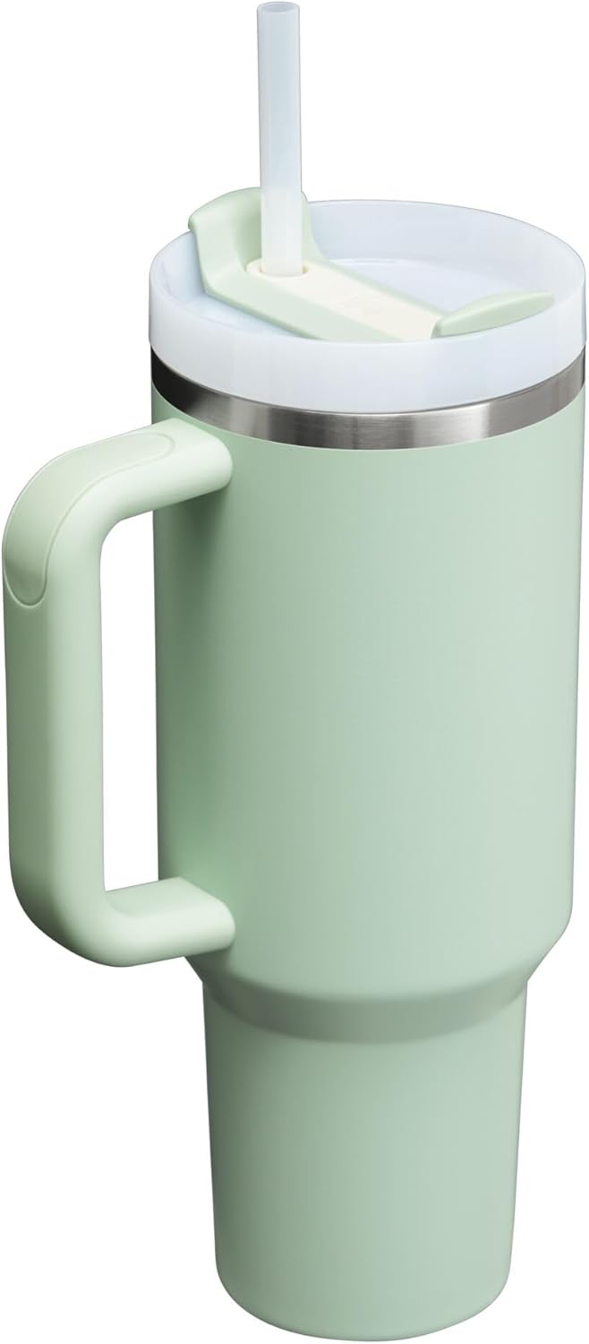 Stanley Quencher H2.0 Tumbler with Handle & Straw 40 oz | Twist On 3-Way Lid | Cupholder Compatible for Travel | Insulated Stainless Steel Cup | BPA-Free | Matcha Cream