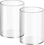 Mototo 2 Pieces Clear Acrylic Pen Holder Acrylic Pencil Cup Clear Makeup Bush Holder Acrylic Desktop Stationery Organizer for Office School Home Desk Accessories (2 Pack, Square) - 2 Pack Round