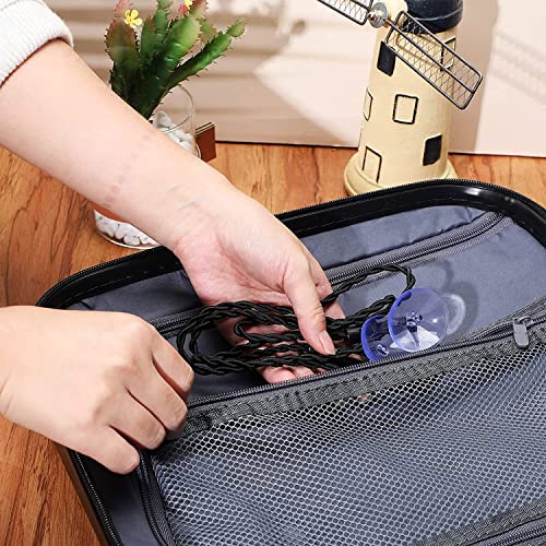 Excefore Portable Travel Clothes Line 4 Pieces 8ft/2.5M Windproof Retractable Clothes Rope Line with Hooks and Suction Cups for Camping Accessories Cruise Essentials Outdoor and Indoor Use