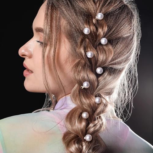 30PCS Mini Pearl Hair Clips for Women, Elegant Hair Barrettes, White Pearl Hair Pins for Girls, Cute Pearl Head Accessory for Brides Wedding Parties Daily Use (White)