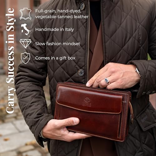 Time Resistance Lederclutch fr Herren - Herren Handtasche - Ledertasche Herren - Edles Portmonee - Umhngetasche Herren - Clutch aus Leder