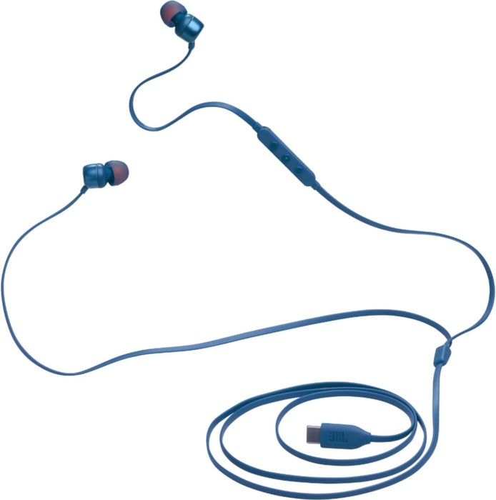 JBL Tune 110 Wired In-Ear Headphones, Deep and Powerful Pure Bass Sound, 1-Button Remote/Mic, Tangle-Free Flat Cable, Ultra Comfortable Fit - Black, JBLT110BLK