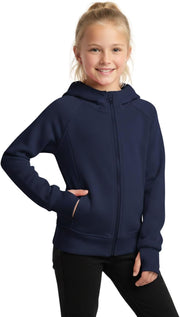 Teens Girls' Zip-Up Hoodie Sweatshirt Kids Long Sleeve Athletic Jacket with Pockets - Navy Blue