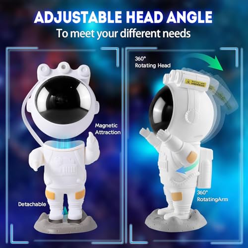 SZPACMATE Astronaut Galaxy Star Projector Starry Night Light Projector with Nebula,Timer and Remote Control, Bedroom and Ceiling, Gifts for Children and Adults, Acrylonitrile Butadiene Styrene, White