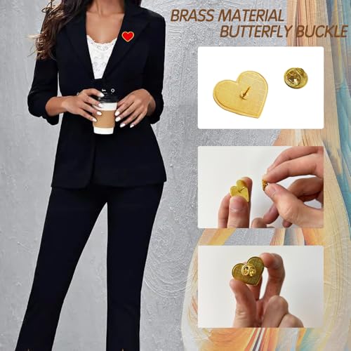 12Pcs Red Heart Pins Heart Love Lapel Pins Bulk Metal Heart Brooch Badge valentine pin Valentines Day Wedding Party Costume Accessory for Clothes Bags Hats Men Women