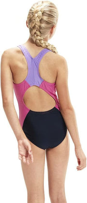 KIDS Colourblock Spiritback One Piece Swimsuit (pack of 1) - 5-6 Years True Navy/Miami Lilac/Rose Violet