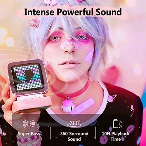DIVOOM ACDIVDITPNK Divoom Ditoo Pixel Art Portable Bluetooth Speaker with App Controlled 16X16 LED Front Panel Pink - Pink (Pack of1)