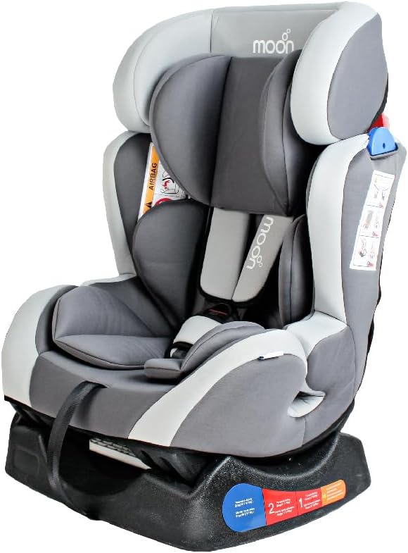 The Moon Brand Sumo Car Seat – Birth to 6yrs Baby Travel Gear – Convertible Rear & ForwardFacing Booster Seat – Reclining Car Seat for Group 012 – Child Comfort Car Accessories – Light Grey