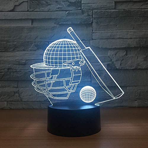 althiqahkey 3D Illusion lamp, LED Night Light,Cricket Gifts Toys Decor LED Night Light with 7 RGB Colours Bedside Lamp Touch Adjustable Brightness Birthday Present Decoration for Baby Boy Girl Kids