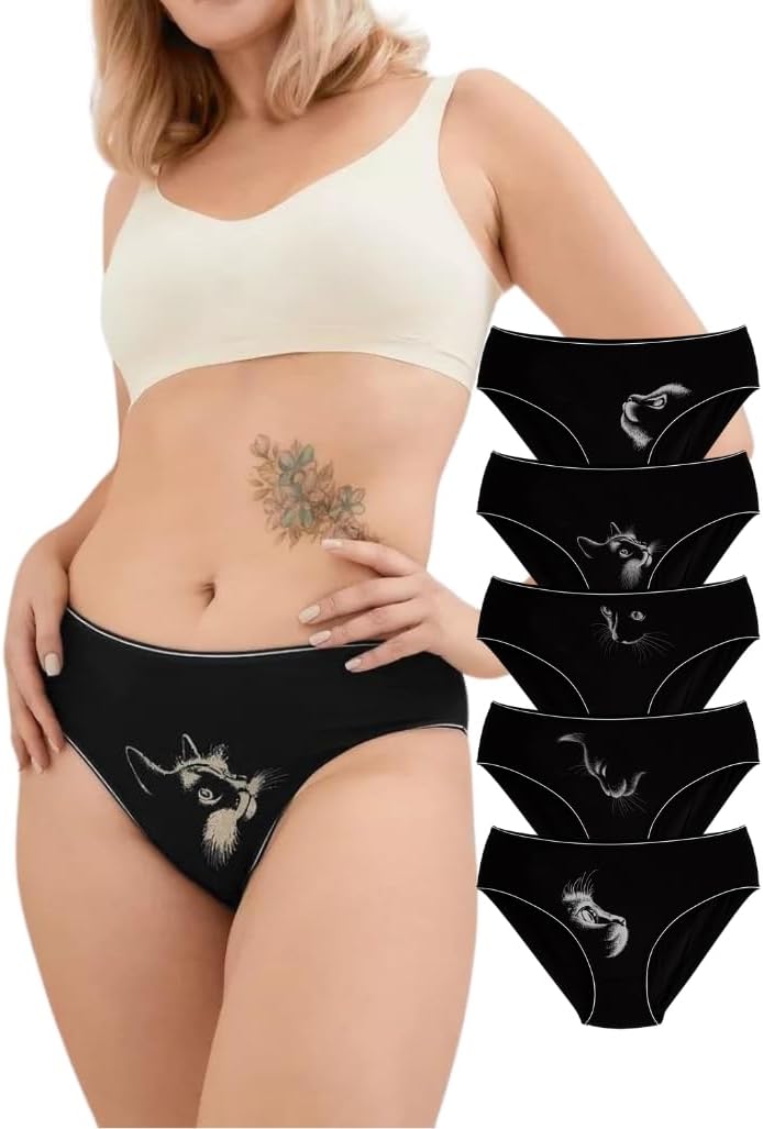 ALYA UNDERWEAR Premium Underwear for Women, Mid Rise Women’s Knickers, Breathable Organic Cotton Panties for Women, Comfortable Ladies Knickers