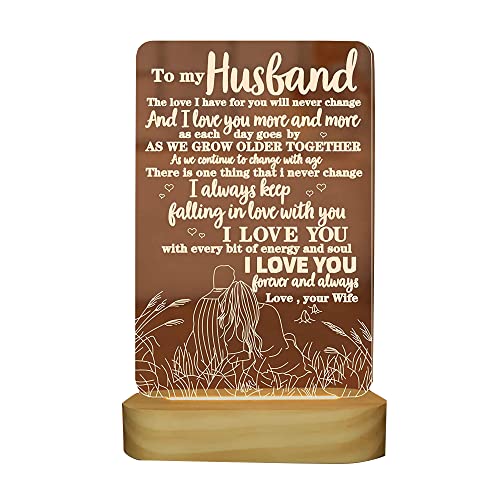 Sulfar to My Husband Gifts from Wife,3D Illusion Lamp I Love You Night Light for Men Him Valentines Birthday Anniversay Romantic Ideal Gift