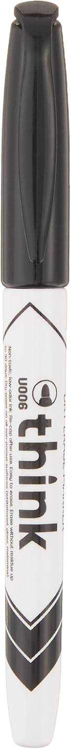 Deli EU00620 Slim Whiteboard Marker, Black(1x12)