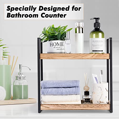 Giftacity 2-Tier Countertop Organizer for Bathroom Counter Wood Bathroom Counter Organizers Shelf Cosmetic Storage, Standing Vanity Tray for Bathroom Organization and Decor