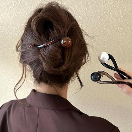HZYH 3 Pcs Pearl Barrettes For Women, Pin Banana Clip Hair Claw Clips, French Hair Clips With Fancy Pearls For Thick Hair, Barrettes Non-slip Hair, Pins Hair Claws Pearl Hairpin Claw Clip