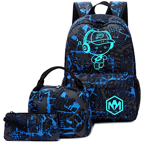 Bluboon School Backpack for Boys Teens Bookbag Travel Daypack Kids Girls Lunch Bag Pencil Case