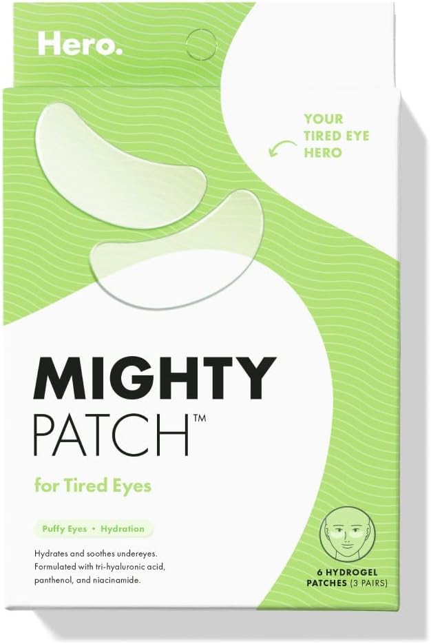 HERO COSMETICS Mighty Patch™ for Tired Eyes Patches - Soothing Hydrogel Patches - Awakens and Visibly De-puffs Undereyes with Multiple Applications (6 Count)