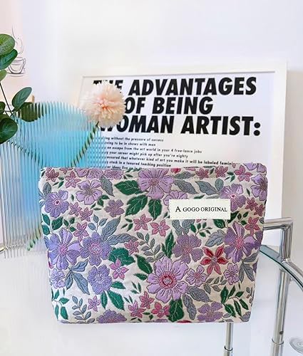 STARDW Flower Cosmetic Bags Makeup Bags for Women and Girls,Travel Makeup Bag Large Capacity Canvas Makeup Bag,Makeup Organizer Bag Zipper Pouch, Embossed pink, Large Capacity Aesthetic Makeup Bags