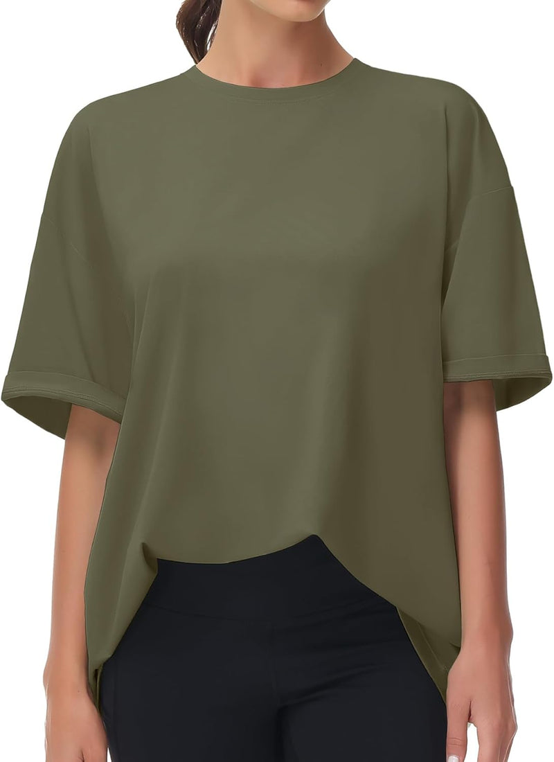 THE GYM PEOPLE Women's Casual Oversized T-Shirts Summer Crewneck Short Sleeve Workout Basic Tee Tops