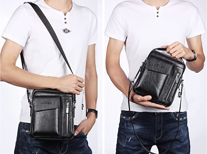 Shoulder Pack, Crossbody Bag for Men for Travel Business with Magnetic Buckle