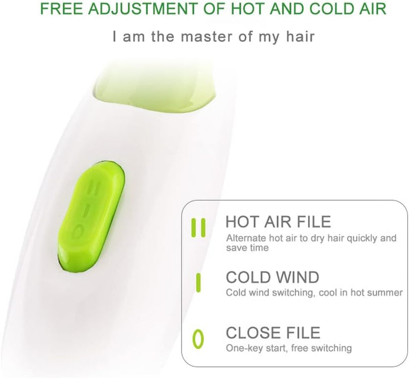 SUNHOME Foldable1200W Mini Hair Dryer. Easy storage hook. Travel portable Hair Dryer Green/White