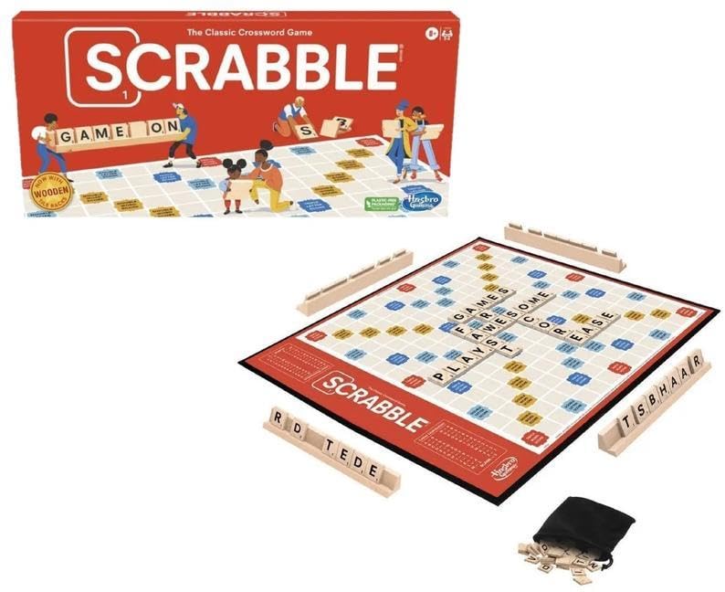 Scrabble Board Game, Classic Word Game for Kids Ages 8 and Up, Fun Family Game for 2-4 Players, The Classic Crossword Game