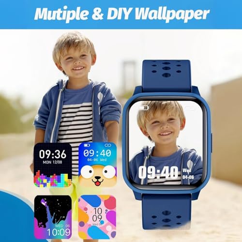 DMG Kids Smart Watch Girls Boys, Smart Watch for Kids Game Smart Watch Gifts for 4-16 Years Old with Sleep Mode 20 Sports Modes 5 Games Pedometer Birthday Gift for Boys Girls(Blue)