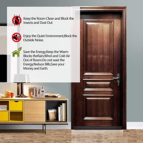 Suptikes Door Draft Stopper Under Door Seal for Exterior/Interior Doors, Door Sweep Strip Under Door Draft Blocker, Soundproof Door Bottom Weather Stripping, 2 Inch W x 39 Inch L, Black