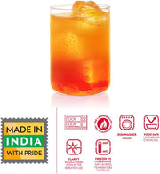 Borosil Vision Transparent Water Glass/Cold Drink Tumbler/ Beer Glass/Juice Glass Set of 6 Pcs (295 ML each) Flame Proof Glasses, Microwave & Dishwasher Safe