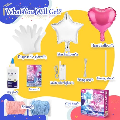 AMERTEER 3D String Art Kit for Kids | DIY Lantern Craft Kit with LED Lights & Tassels | Arts & Crafts Gift for Girls & Boys Ages 7-12 | Creative Toy for Home Decor & Festive Decoration Fun