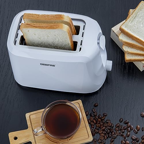 Geepas 2 Slice Bread Toaster, Variable Browning Setting, GBT36515 | Cancel Function | Removable Crumb Tray | Wide Slots and High Lift Feature | Cord Storage