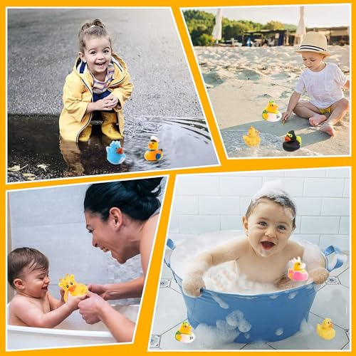 WEZCHUGHAOL 12 Pcs Rubber Ducks, Rubber Bath Duck Toys, Rubber Duck, Cute Bath Ducky Toys for Kids Baby Showers Birthday Parties, Classroom Incentives, Beach and Pool