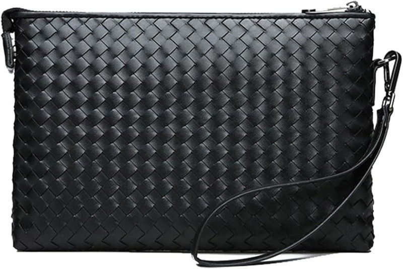 Men's Bag, Fashion Cowhide Clutch Bag, Rectangular Handbag, Unisex Business Bag (Black)