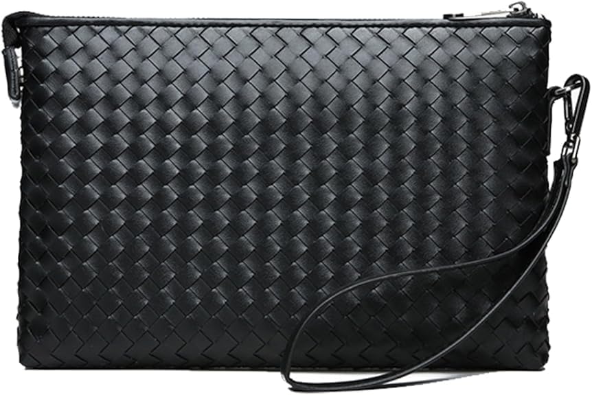 Men's Bag, Fashion Cowhide Clutch Bag, Rectangular Handbag, Unisex Business Bag (Black)