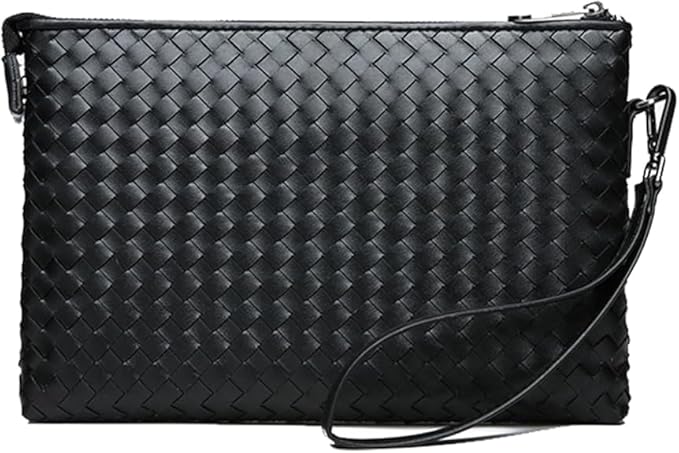 Men's Bag, Fashion Cowhide Clutch Bag, Rectangular Handbag, Unisex Business Bag (Black)