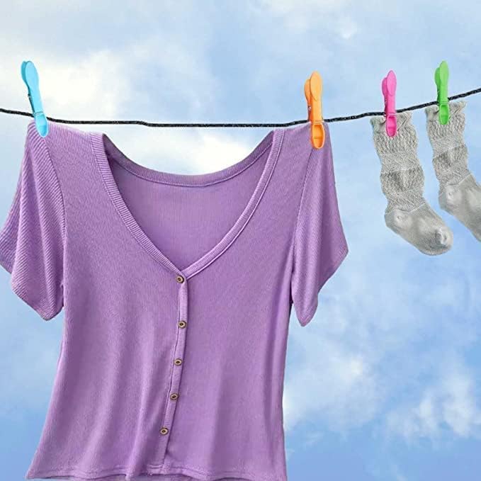 48 Pcs Colorful Plastic Clothes Clips, Heavy Duty Laundry Pegs, Strong Grip for Clothesline, Air Drying, Indoor and Outdoor Use