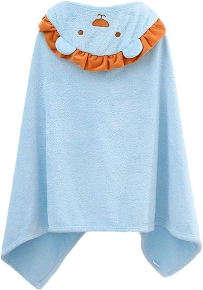 YumLock Kids Beach Towel for Boys Girls, 70x140cm, Absorbent Coral Fleece Bath Towel Wrap for 3-10 Year Olds, Toddler Pool Towel with Hood, Durable Star Design, Pink - Lion Blue
