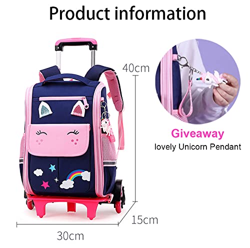TOMVAES Unicorn Backpack for Preschool,Backpack for School,Roller Bag with Wheels,Double Handle Rolling Backpack,Girls Travel School Children Toddler Trip Rolling Bag Girls Travel Roller Bag