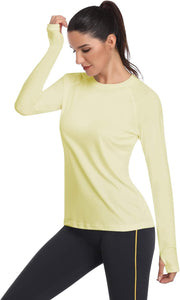 Women's UPF 50+ Sun Protection Long Sleeve Shirts Outdoor Hiking Fishing Tops - Long Sleeve-light Yellow