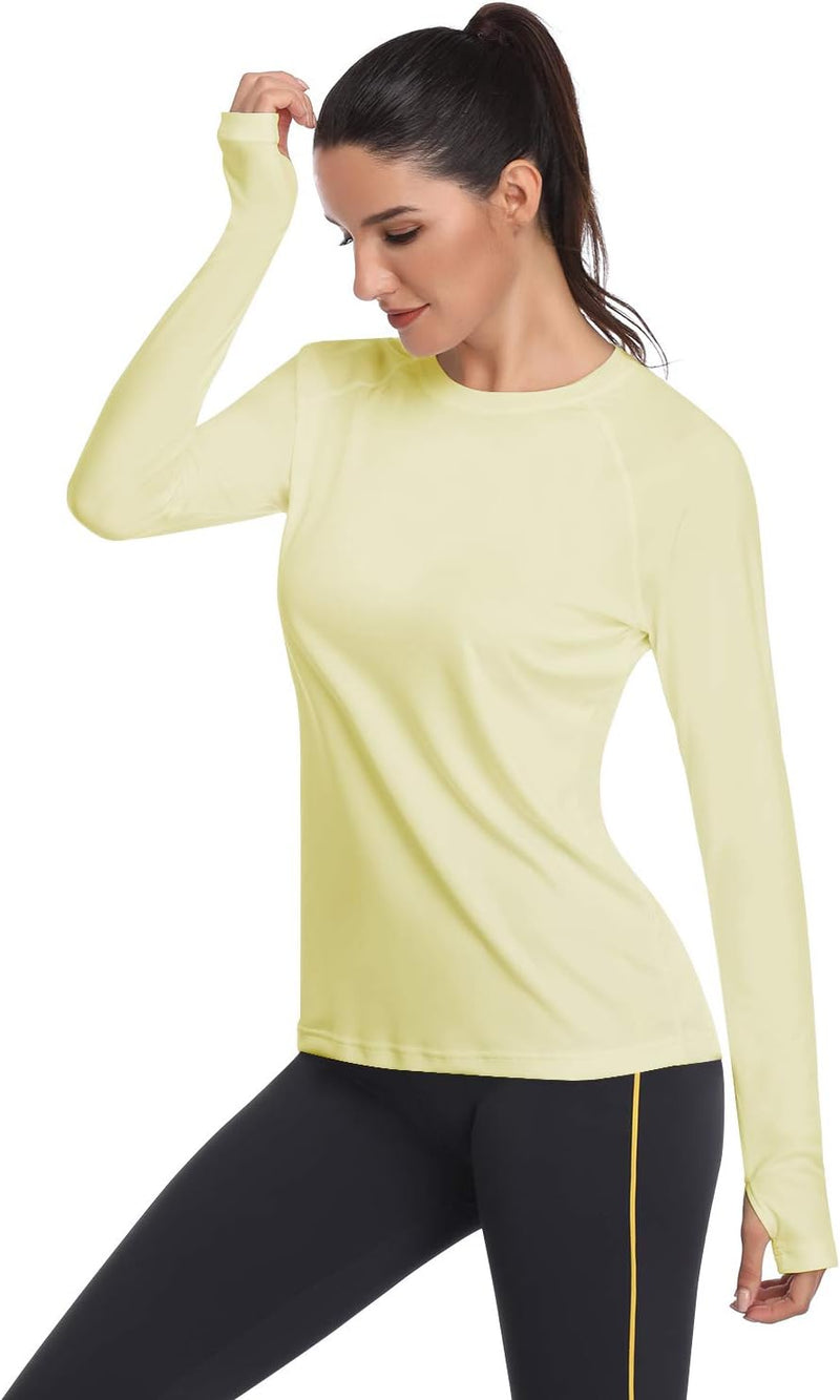 Women's UPF 50+ Sun Protection Long Sleeve Shirts Outdoor Hiking Fishing Tops - Long Sleeve-light Yellow