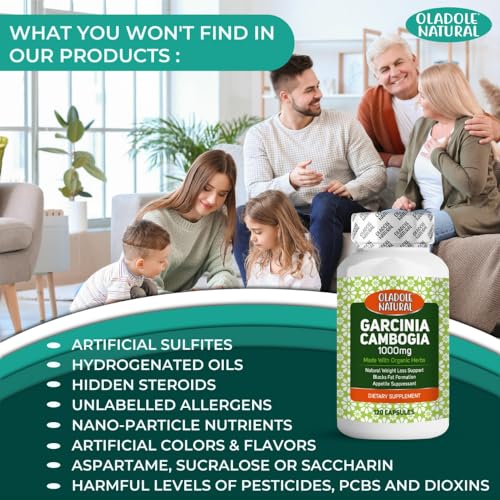 Oladole Natural Garcinia Cambogia - 1000mg (120 Capsules) | Supports Weight Management, Increase Energy Levels, Healthy Metabolism, Regulates Blood Sugar Level & Digestive Health | Non GMO Gluten Free