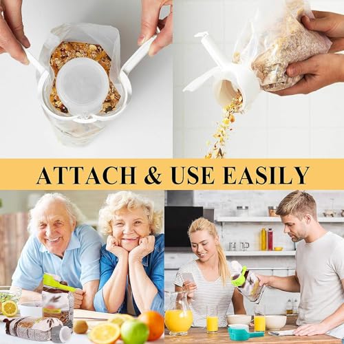 SWIUKPHE Bag Clips for Food, Food Storage Sealing Clips with Pour Spouts, Kitchen Chip Bag Clips, Plastic Cap Sealer Clips, Great for Kitchen Food Storage and Organization