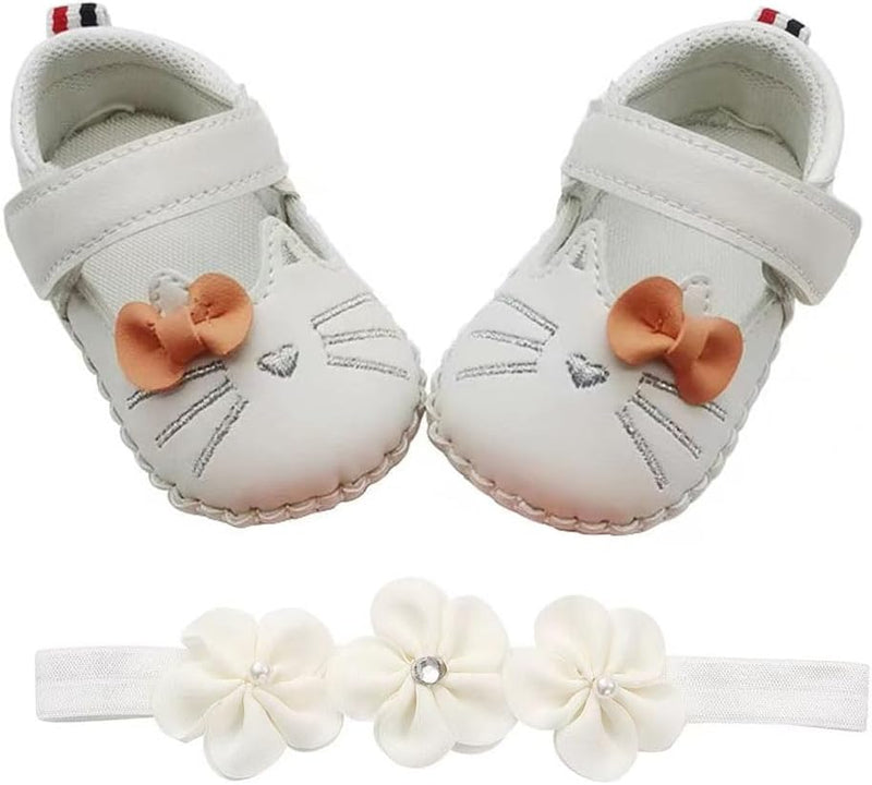 JZLIFE First Walking Shoes,Anti-slip,Comfortable and Breathable Baby Shoes with Hair Band,Baby Gift for Newborn Baby