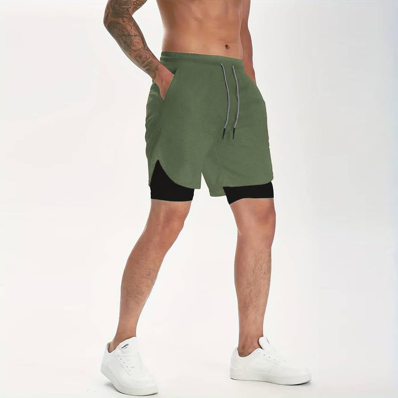 VITION Gym Shorts for Men, Men's Activewear Running Shorts,Drawstring Gym Shorts Men, 2 Layer Loose Athletic Shorts with 4 Pockets