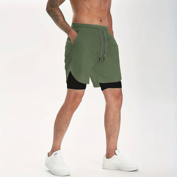VITION Gym Shorts for Men, Men's Activewear Running Shorts,Drawstring Gym Shorts Men, 2 Layer Loose Athletic Shorts with 4 Pockets