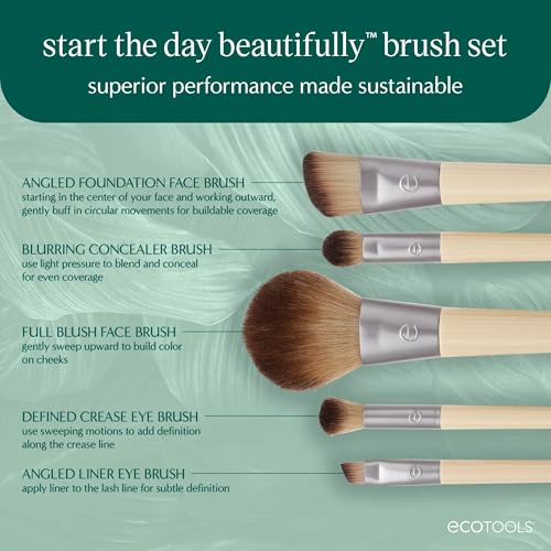 Ecotools Limited Edition Start The Day Beautifully Makeup Brush Set, Silver, 1 Count (Pack Of 1)