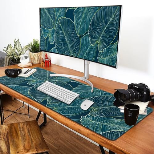 BIGTHREE Gaming Mouse Pad, Computer Desk Mat, Waterproof and Oil Proof Table Mat, Leather Table Mat, Washable Keyboard Pad, Rubber Bottom Sewn Edges, Soft and Comfortable, Thickened