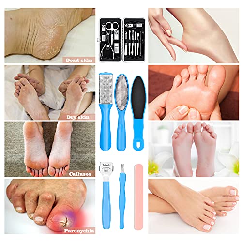 AMEILOZ 23 in 1 Professional Pedicure Tools Stainless Steel Foot Care and Nail Tools Set, Blue